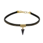 Hagar Satat Gold Plated Suede Arrow Collar with Swarovski Stone – Black - 2