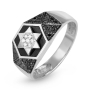 Anbinder Jewelry 14K Gold Star of David Black and White Diamond Ring with Black Enamel - 3