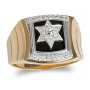 14K Gold Ring with Star of David, Diamonds and Black Enamel - 2