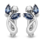 Anbinder 14K White Gold Earrings with Diamond and Sapphire Flower Design - 1