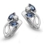 Anbinder 14K White Gold Earrings with Diamond and Sapphire Flower Design - 2