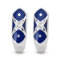 Anbinder 14K White Gold Earrings with Diamond Studded Design and Blue Enamel - 1