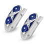 Anbinder 14K White Gold Earrings with Diamond Studded Design and Blue Enamel - 2
