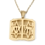 14K Gold and Diamonds Ten Commandments Pendant with Hamsa and Star of David - 2