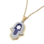 Anbinder Jewelry 14K Gold Star of David Hamsa Diamond Pendant with Blue Enamel - 2
