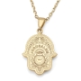 14K Yellow Gold & Blue Enamel Hamsa Pendant Necklace With White Diamonds By Anbinder Jewelry - 6