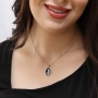 14K Yellow Gold & Blue Enamel Hamsa Pendant Necklace With White Diamonds By Anbinder Jewelry - 2