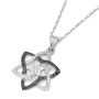 Anbinder Jewelry 14K White Gold Curved Star of David Pendant with Black and White Diamonds - 4