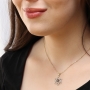 14K Gold Stylish Doubled Star of David Pendant with Black and White Diamonds - 2