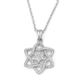 14K Gold Stylized Star of David Pendant with Diamonds and Central Star - 4