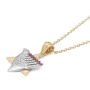 Two-Toned 14K Gold Star of David and Dove of Peace Pendant With Diamonds and Ruby Stones - 5