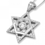 14K Gold and Diamond Star of David Pendant with Central Hexagon and Smaller Star - 4