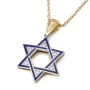 14K Gold & Blue Enamel Star of David Diamond Pendant Necklace - 4