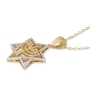 14K Gold Diamond-Studded Star of David Pendant with Seven-Branch Menorah - 3