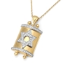14K Gold Star of David Diamond Torah Necklace - 4