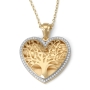 14K Gold Large Heart Shaped Tree of Life Pendant with Diamonds - 5