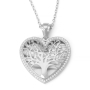 14K Gold Large Heart Shaped Tree of Life Pendant with Diamonds - 3