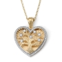 Large 14K Gold Heart-Shaped Tree of Life Pendant Necklace with Diamonds - Color Option - 2