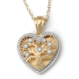 14K Gold Heart-Shaped Tree of Life Pendant with Diamonds - Color Option - 1