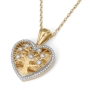 14K Gold Heart-Shaped Tree of Life Pendant with Diamonds - Color Option - 4