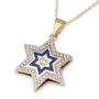 14K Gold Star of David Pendant with Diamonds and Enamel - 2