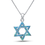 Interlocked Star of David Sterling Silver with Blue Opal - 2