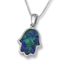 Hamsa Sterling Silver and Azurite Necklace  - 2