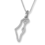 Israel Map Sterling Silver and Cubic Zirconia Necklace - 1
