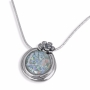 Moriah Jewelry Round with Flower 925 Sterling Silver and Roman Glass Necklace  - 2