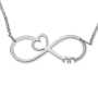 Customizable Infinity Necklace With Heart Design (Hebrew / English) - 1