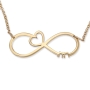 Customizable Infinity Necklace With Heart Design (Hebrew / English) - 2