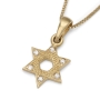 Interlocked Star of David 14K Gold White Diamond Necklace - 1