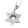 14K White Gold and Blue Enamel Star of David Pendant With 114 Diamonds - 3