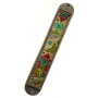 Iris Design Hand Painted Leaves and Flowers Mezuzah Case - 1