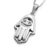 14K Yellow and  White Gold Layered Hamsa Pendant Necklace with Evil Eye Motif - 7