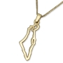 14K Yellow Gold Land of Israel Outline Pendant Necklace - 2