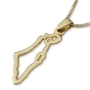 14K Yellow Gold Land of Israel Outline Pendant Necklace - 3