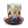 Jordana Klein Colorful Letter Shin Design Kiddush Cup and Saucer - 3