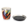 Jordana Klein Colorful Letter Shin Design Kiddush Cup and Saucer - 4
