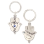 Danon Hamsa Key Ring with Doves, Hearts and Swarovski Crystal - 1