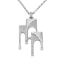 18K Gold Jerusalem Gate Pendant Necklace With Diamonds - 5