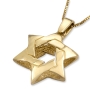 14K Yellow Gold Reversible Interlocking Star of David Pendant Necklace - 2