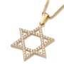 14K Gold and Cubic Zirconia Star of David (Choice of Colors) - 1