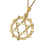 14K Gold Large Unisex Star of David Pendant with Filigree-Designed Circle - 2
