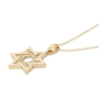 14K Gold and White Enamel Star of David Pendant with Cubic Zirconia Stones - 4