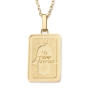 14K Gold Rectangular Hamsa Pendant with Traveler's Prayer - 1