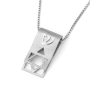 14K White Gold Scroll Pendant with Shin and Cut-Out Star of David - 3