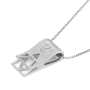 14K White Gold Scroll Pendant with Shin and Cut-Out Star of David - 4