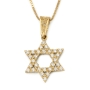 14K Gold Star of David Pendant Lined with Diamonds - Color Option - 1