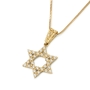 14K Gold Star of David Pendant Lined with Diamonds - Color Option - 3